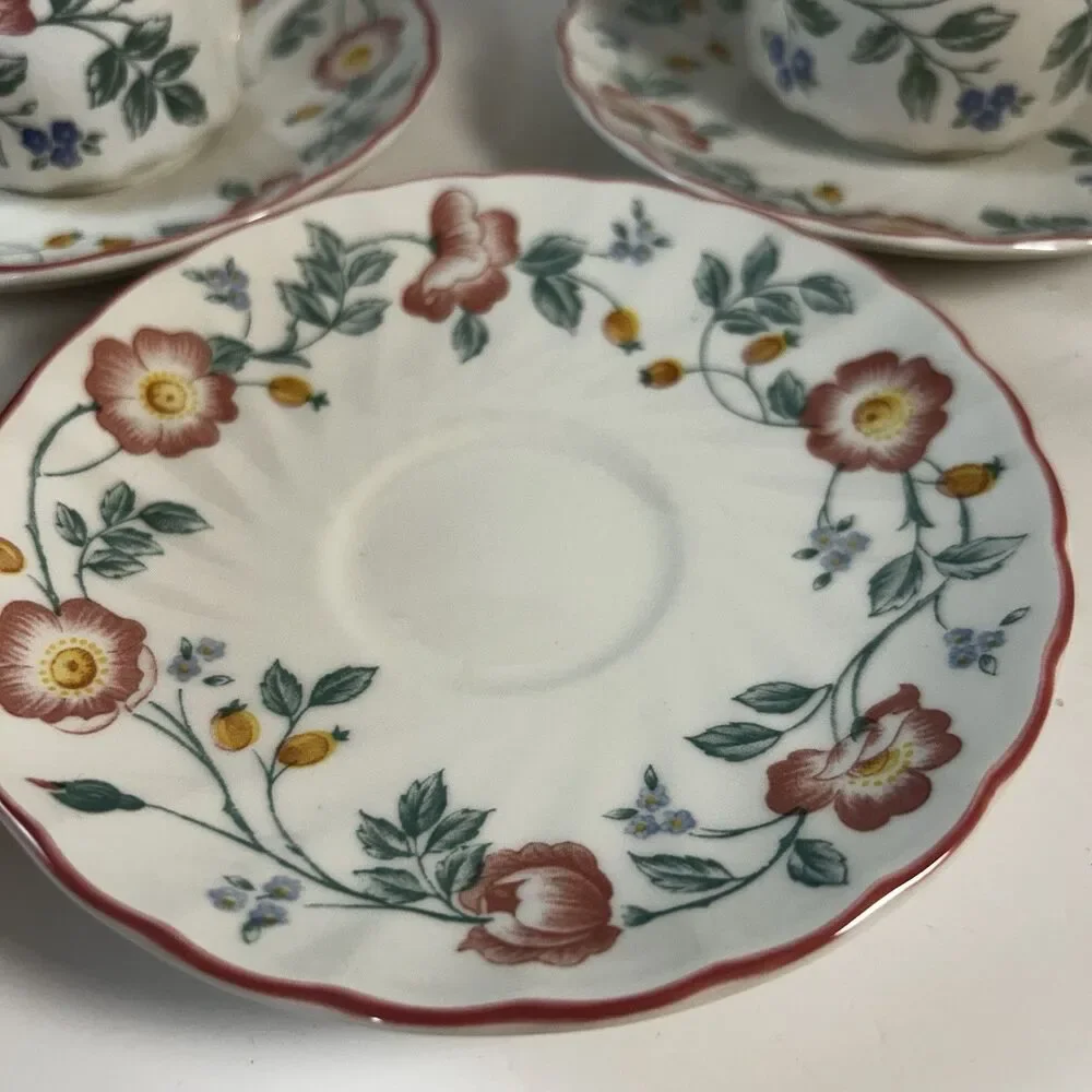 Churchill England Briar Rose Teacup And Saucer Set Of 3